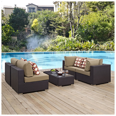 Modway Furniture Outdoor Sofas and Sectionals, Sectional,Sofa, Espresso, Complete Vanity Sets, Sofa Sectionals, 889654070061, EEI-2356-EXP-MOC-SET