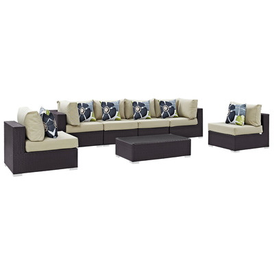 Modway Furniture Outdoor Sofas and Sectionals, Beige,Cream,beige,ivory,sand,nude, Sectional,Sofa, Espresso, Complete Vanity Sets, Sofa Sectionals, 889654070122, EEI-2357-EXP-BEI-SET