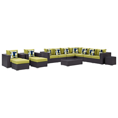Modway Furniture Outdoor Sofas and Sectionals, Loveseat,Sectional,Sofa, Espresso, Sofa Sectionals, 889654070290, EEI-2359-EXP-PER-SET