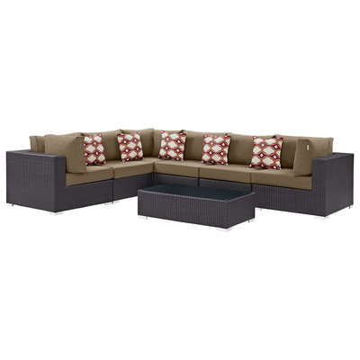 Modway Furniture Outdoor Sofas and Sectionals, Sectional,Sofa, Espresso, Complete Vanity Sets, Sofa Sectionals, 889654070412, EEI-2361-EXP-MOC-SET