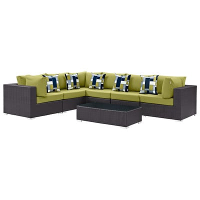 Outdoor Sofas and Sectionals Modway Furniture Convene Expresso Peridot EEI-2361-EXP-PER-SET 889654070436 Sofa Sectionals Sectional Sofa Complete Vanity Sets 