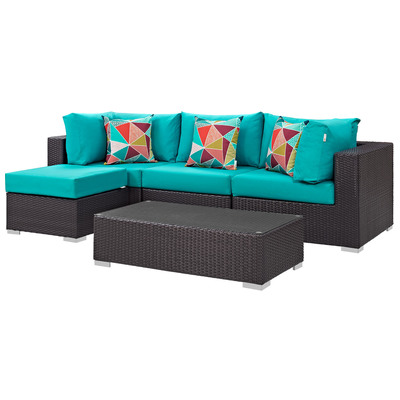 Modway Furniture Outdoor Sofas and Sectionals, Sectional,Sofa, Espresso, Complete Vanity Sets, Sofa Sectionals, 889654070528, EEI-2362-EXP-TRQ-SET