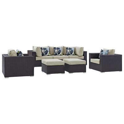 Modway Furniture Outdoor Sofas and Sectionals, Beige,Cream,beige,ivory,sand,nude, Sectional,Sofa, Espresso, Sofa Sectionals, 889654070689, EEI-2365-EXP-BEI-SET
