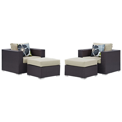 Modway Furniture Outdoor Sofas and Sectionals, Beige,Cream,beige,ivory,sand,nude, Sectional,Sofa, Espresso, Sofa Sectionals, 889654070825, EEI-2367-EXP-BEI-SET
