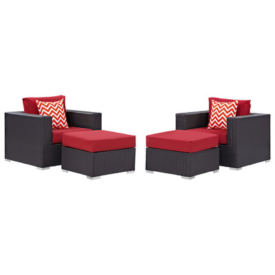 Modway Furniture Outdoor Sofas and Sectionals, Red,Burgundy,ruby, Sectional,Sofa, Espresso,Red, Sofa Sectionals, 889654070863, EEI-2367-EXP-RED-SET