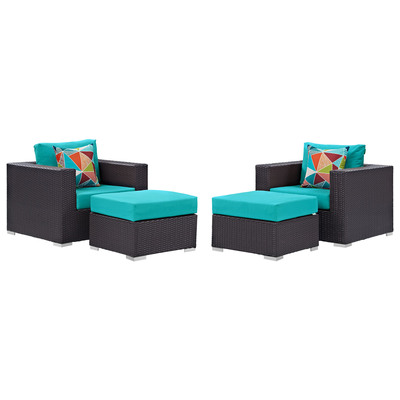 Outdoor Sofas and Sectionals Modway Furniture Convene Espresso Turquoise EEI-2367-EXP-TRQ-SET 889654070870 Sofa Sectionals Sectional Sofa Espresso 