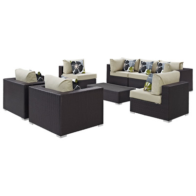 Modway Furniture Outdoor Sofas and Sectionals, Beige,Cream,beige,ivory,sand,nude, Sectional,Sofa, Espresso, Complete Vanity Sets, Sofa Sectionals, 889654070894, EEI-2368-EXP-BEI-SET