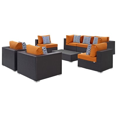 Outdoor Sofas and Sectionals Modway Furniture Convene Espresso Orange EEI-2368-EXP-ORA-SET 889654070917 Sofa Sectionals Orange Sectional Sofa Espresso Complete Vanity Sets 