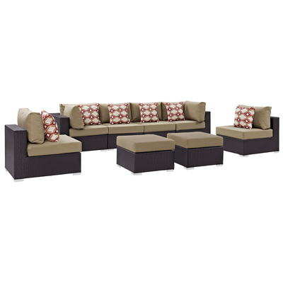 Modway Furniture Outdoor Sofas and Sectionals, Sectional,Sofa, Espresso, Sofa Sectionals, 889654070979, EEI-2369-EXP-MOC-SET