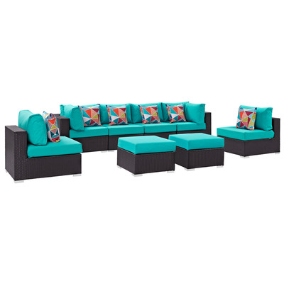 Modway Furniture Outdoor Sofas and Sectionals, Sectional,Sofa, Espresso, Sofa Sectionals, 889654071013, EEI-2369-EXP-TRQ-SET