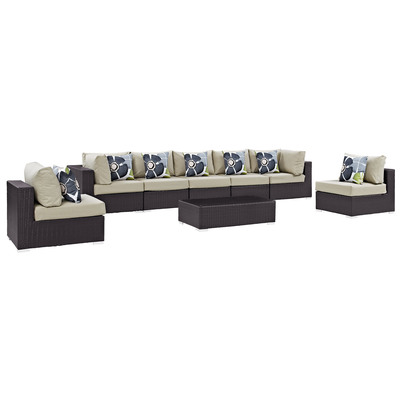 Modway Furniture Outdoor Sofas and Sectionals, Beige,Cream,beige,ivory,sand,nude, Sectional,Sofa, Espresso, Complete Vanity Sets, Sofa Sectionals, 889654071037, EEI-2370-EXP-BEI-SET