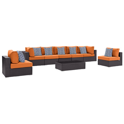 Outdoor Sofas and Sectionals Modway Furniture Convene Espresso Orange EEI-2370-EXP-ORA-SET 889654071051 Sofa Sectionals Orange Sectional Sofa Espresso Complete Vanity Sets 
