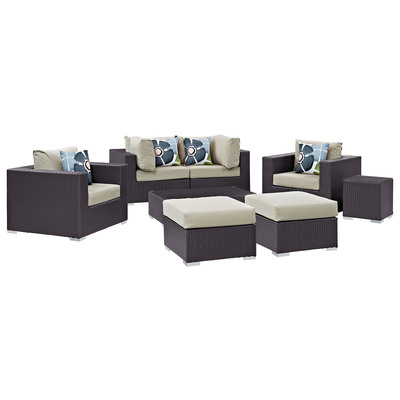 Modway Furniture Outdoor Sofas and Sectionals, Beige,Cream,beige,ivory,sand,nude, Sectional,Sofa, Espresso, Sofa Sectionals, 889654071105, EEI-2371-EXP-BEI-SET
