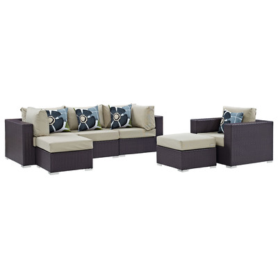 Modway Furniture Outdoor Sofas and Sectionals, Beige,Cream,beige,ivory,sand,nude, Sectional,Sofa, Espresso, Complete Vanity Sets, Sofa Sectionals, 889654071174, EEI-2372-EXP-BEI-SET