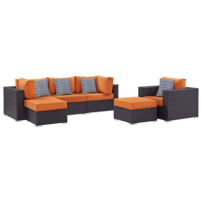 Modway Furniture Outdoor Sofas and Sectionals, Orange, Sectional,Sofa, Espresso, Complete Vanity Sets, Sofa Sectionals, 889654071198, EEI-2372-EXP-ORA-SET