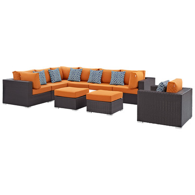 Modway Furniture Outdoor Sofas and Sectionals, Orange, Sectional,Sofa, Espresso, Sofa Sectionals, 889654071266, EEI-2373-EXP-ORA-SET