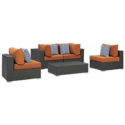 Modway Furniture Outdoor Sofas and Sectionals, Sectional,Sofa, Canvas, Complete Vanity Sets, Sofa Sectionals, 889654071457, EEI-2378-CHC-TUS-SET