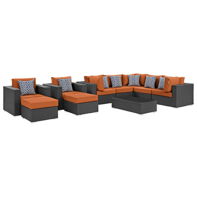 Modway Furniture Outdoor Sofas and Sectionals, Sectional,Sofa, Canvas, Complete Vanity Sets, Sofa Sectionals, 889654071600, EEI-2383-CHC-TUS-SET