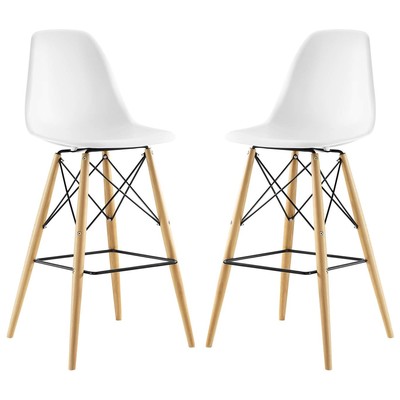 Bar Chairs and Stools Modway Furniture Pyramid White EEI-2422-WHI-SET 889654077138 Dining Chairs White snow Bar Wood 