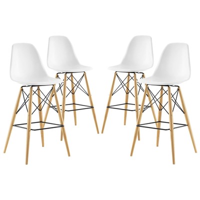 Bar Chairs and Stools Modway Furniture Pyramid White EEI-2423-WHI-SET 889654077206 Dining Chairs White snow Bar Wood 