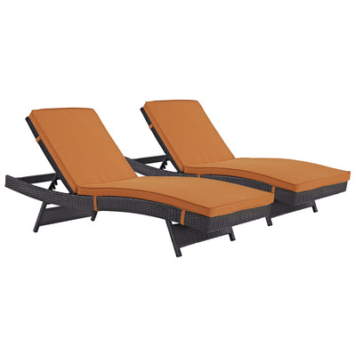 Outdoor Lounge and Lounge Sets Modway Furniture Convene Espresso Orange EEI-2428-EXP-ORA-SET 889654078302 Daybeds and Lounges Orange Complete Vanity Sets 