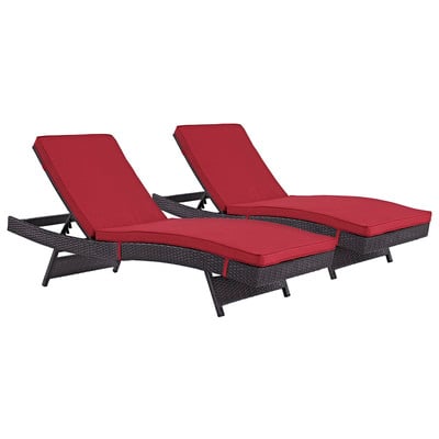 Modway Furniture Outdoor Lounge and Lounge Sets, Red,Burgundy,ruby, Complete Vanity Sets, Daybeds and Lounges, 889654078326, EEI-2428-EXP-RED-SET