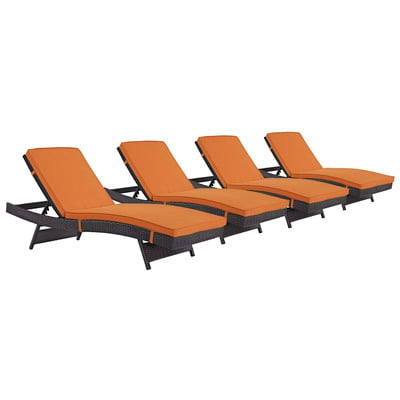 Modway Furniture Outdoor Lounge and Lounge Sets, Orange, Complete Vanity Sets, Daybeds and Lounges, 889654078364, EEI-2429-EXP-ORA-SET