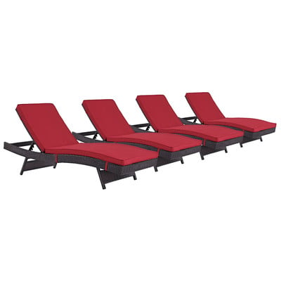 Outdoor Lounge and Lounge Sets Modway Furniture Convene Espresso Red EEI-2429-EXP-RED-SET 889654078388 Daybeds and Lounges Red Burgundy ruby Complete Vanity Sets 
