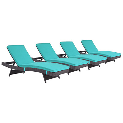 Outdoor Lounge and Lounge Sets Modway Furniture Convene Espresso Turquoise EEI-2429-EXP-TRQ-SET 889654078395 Daybeds and Lounges Complete Vanity Sets 