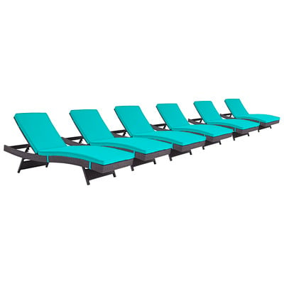 Outdoor Lounge and Lounge Sets Modway Furniture Convene Espresso Turquoise EEI-2430-EXP-TRQ-SET 889654078456 Daybeds and Lounges Complete Vanity Sets 