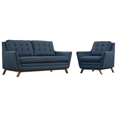 Modway Furniture Sofas and Loveseat, Chaise,LoungeLoveseat,Love seatSofa, Mid-Century,Edloe Finch,mid century,midcentury, Sofa Set,setTufted,tufting, Complete Vanity Sets, Sofas and Armchairs, 889654079064, EEI-2432-AZU-SET