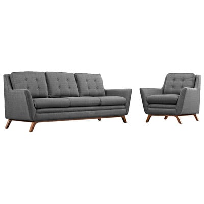 Modway Furniture Sofas and Loveseat, GrayGrey, Chaise,LoungeLoveseat,Love seatSofa, Mid-Century,Edloe Finch,mid century,midcentury, Sofa Set,setTufted,tufting, Complete Vanity Sets, Sofas and Armchairs, 889654079149, EEI-2433-DOR-SET