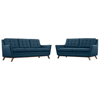 Modway Furniture Sofas and Loveseat, Chaise,LoungeLoveseat,Love seatSofa, Mid-Century,Edloe Finch,mid century,midcentury, Sofa Set,setTufted,tufting, Complete Vanity Sets, Sofas and Armchairs, 889654079200, EEI-2434-AZU-SET