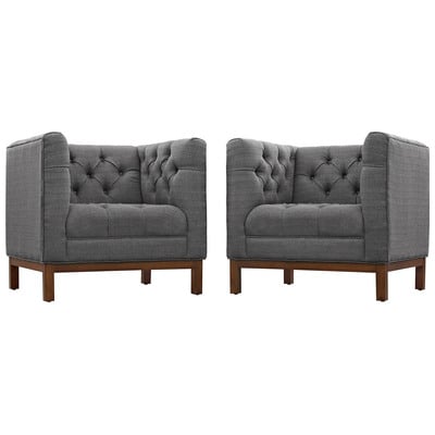 Modway Furniture Sofas and Loveseat, GrayGrey, Chaise,LoungeLoveseat,Love seatSofa, Mid-Century,Edloe Finch,mid century,midcentury, Sofa Set,setTufted,tufting, Complete Vanity Sets, Sofas and Armchairs, 889654081395, EEI-2436-DOR-SET