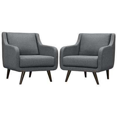 Modway Furniture Chairs, Gray,Grey, ArmChairs,Arm ChairLounge Chairs,Lounge, Complete Vanity Sets, Sofas and Armchairs, 889654083559, EEI-2446-GRY-SET