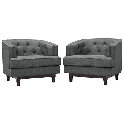 Modway Furniture Chairs, Gray,Grey, ArmChairs,Arm ChairLounge Chairs,Lounge, Complete Vanity Sets, Sofas and Armchairs, 889654083696, EEI-2449-GRY-SET