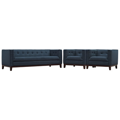Sofas and Loveseat Modway Furniture Serve Azure EEI-2454-AZU-SET 889654090397 Sofas and Armchairs Chaise LoungeLoveseat Love sea Polyester Contemporary Contemporary/Mode Sofa Set setTufted tufting Complete Vanity Sets 