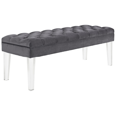 Modway Furniture Ottomans and Benches, Gray,Grey, Complete Vanity Sets, Benches and Stools, 889654095934, EEI-2460-GRY