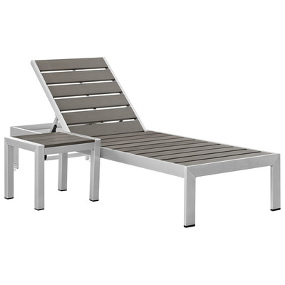 Outdoor Lounge and Lounge Sets Modway Furniture Shore Silver Gray EEI-2465-SLV-GRY-SET 889654090519 Daybeds and Lounges Black ebonyGray GreySilver Complete Vanity Sets 