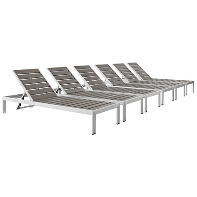 Modway Furniture Outdoor Sofas and Sectionals, Black,ebonyGray,GreySilver, Sofa, Gray,Light GraySilver, Complete Vanity Sets, Daybeds and Lounges, 889654090557, EEI-2469-SLV-GRY-SET