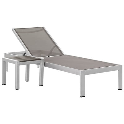 Outdoor Lounge and Lounge Sets Modway Furniture Shore Silver Gray EEI-2470-SLV-GRY-SET 889654090694 Daybeds and Lounges Black ebonyGray GreySilver Complete Vanity Sets 