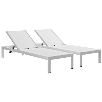 Outdoor Sofas and Sectionals Modway Furniture Shore Silver White EEI-2472-SLV-WHI-SET 889654090786 Daybeds and Lounges Black ebonySilver White snow Sofa Silver White Complete Vanity Sets 