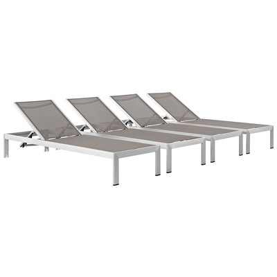 Modway Furniture Outdoor Sofas and Sectionals, Black,ebonyGray,GreySilver, Sofa, Gray,Light GraySilver, Complete Vanity Sets, Daybeds and Lounges, 889654090816, EEI-2473-SLV-GRY-SET