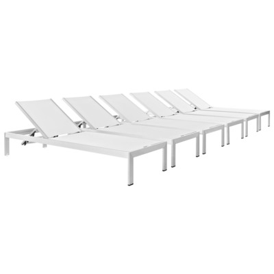 Modway Furniture Outdoor Sofas and Sectionals, Black,ebonySilver,White,snow, Sofa, Silver,White, Complete Vanity Sets, Daybeds and Lounges, 889654090861, EEI-2474-SLV-WHI-SET