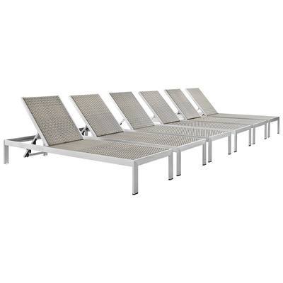 Outdoor Sofas and Sectionals Modway Furniture Shore Silver Gray EEI-2479-SLV-GRY-SET 889654090922 Daybeds and Lounges Black ebonyGray GreySilver Sofa Gray Light GraySilver Complete Vanity Sets 