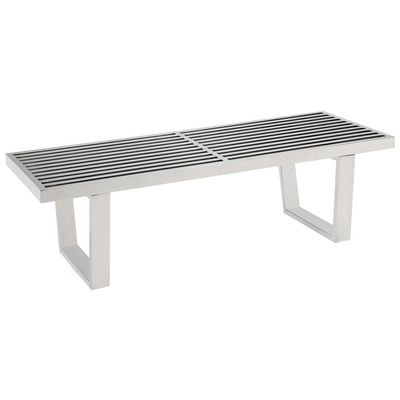 Ottomans and Benches Modway Furniture Sauna Silver EEI-247-SLV 848387006921 Benches and Stools Silver Square Complete Vanity Sets 