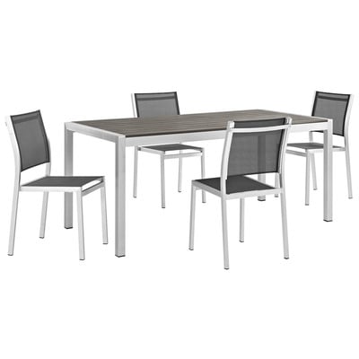 Outdoor Dining Sets Modway Furniture Shore Silver Black EEI-2482-SLV-BLK-SET 889654092032 Dining Sets Black ebonySilver Silver Complete Vanity Sets 