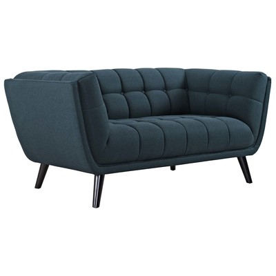 Sofas and Loveseat Modway Furniture Bestow Blue EEI-2534-BLU 889654105879 Sofas and Armchairs BlackebonyBluenavytealturquios Loveseat Love seatSofa Polyester Contemporary Contemporary/Mode Sofa Set setTufted tufting 
