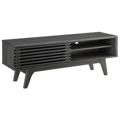 TV Stands-Entertainment Center Modway Furniture Render Charcoal EEI-2539-CHA 889654954422 Decor Wood MDF FURNITURE Media Storage Storag Walnut 