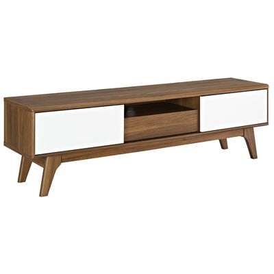 TV Stands-Entertainment Center Modway Furniture Envision Walnut White EEI-2540-WAL-WHI 889654092186 Decor White snow FURNITURE Storage TV Stand Walnut White 